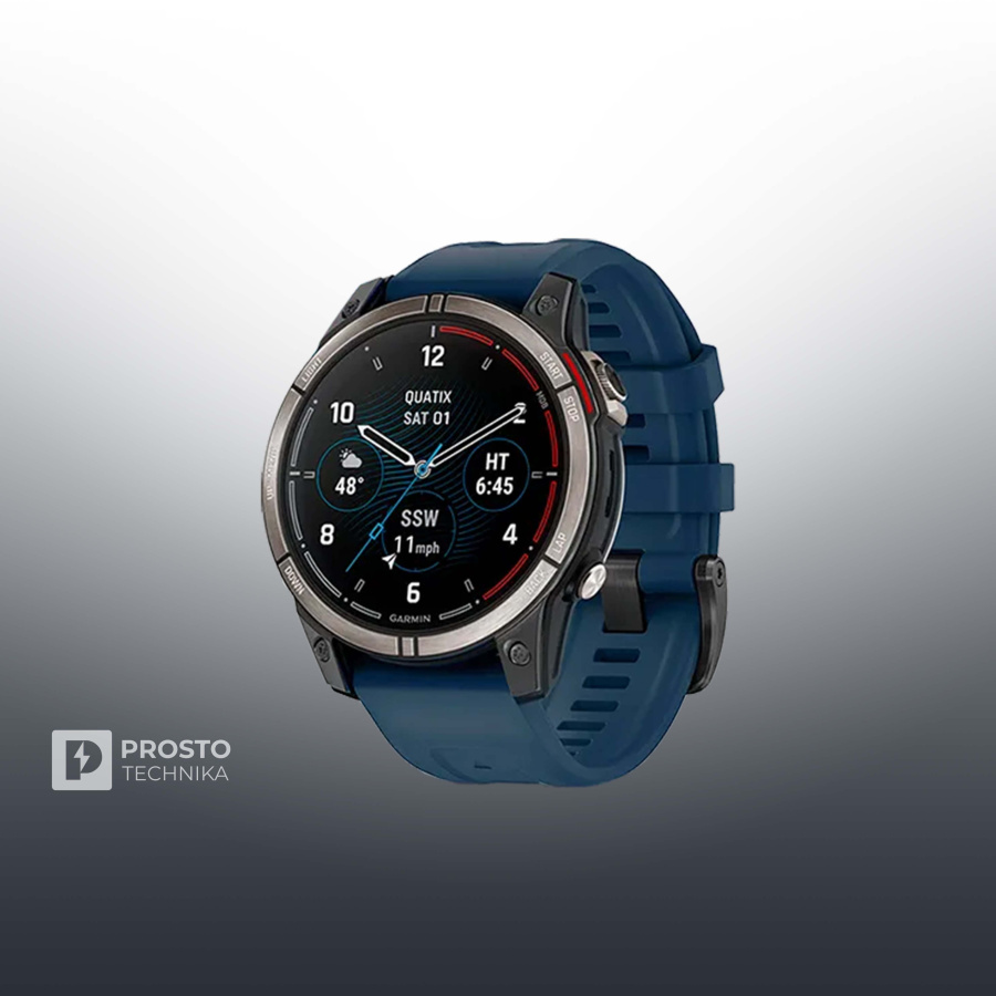 Умные часы Garmin Quatix 7 Pro amoled, сапфировое стекло, титановый, темно-синий ремешок 010-02803-81